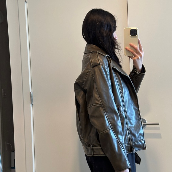 Zara Dark Brown Leather Jacket - Picture 2 of 3